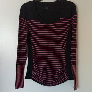 Striped sweater with ruched waist